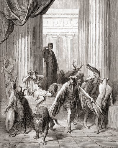 The Companions of Ulysses, fra en utgave av slutten av 1800-tallet av Fables de La Fontaine (tregravering) av Gustave Dore