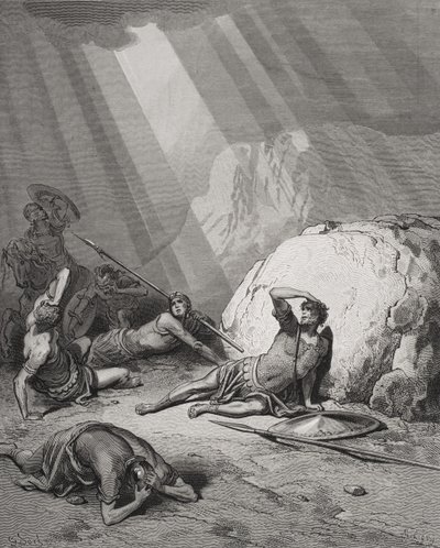 The Conversion of St. Paul, Apg 9:1-6, illustrasjon fra Dores 