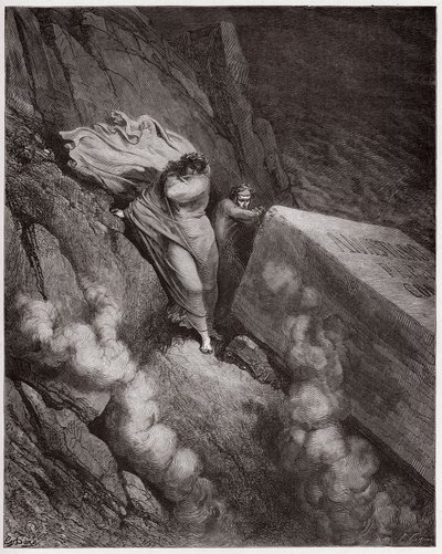 Den guddommelige komedie (La Divina Commedia, La Divine Comedie), Inferno, Canto 11: Den brennende graven til pave Anastasius II - av Dante Alighieri (1265-1321) - Illustrasjon av Gustave Dore (1832-1883) av Gustave Dore