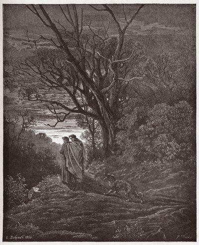 The Divine Comedy (La Divina Commedia, La Divine Comedie), Inferno, Canto 1: Hun-ulven dukker opp - av Dante Alighieri (1265-1321) - Illustrasjon av Gustave Dore (1832-1883) av Gustave Dore