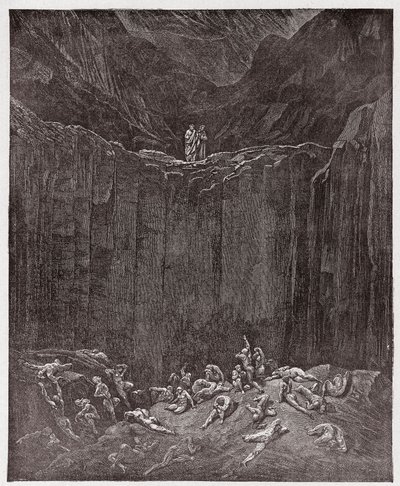 The Divine Comedy (La Divina Commedia, La Divine Comedie), Inferno, Canto 29: Forfalskerne plaget i dalen - av Dante Alighieri (1265-1321) - Illustrasjon av Gustave Dore (1832-1883) av Gustave Dore