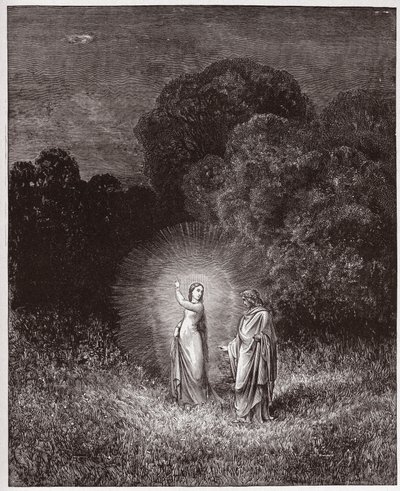 The Divine Comedy (La Divina Commedia, La Divine Comedie), Inferno, Canto 2: Beatrice and Virgil - by Dante Alighieri (1265-1321) - Illustration by Gustave Dore (1832-1883) av Gustave Dore