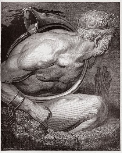 The Divine Comedy (La Divina Commedia, La Divine Comedie), Inferno, Canto 31: Nimrod of the giants - av Dante Alighieri (1265-1321) - Illustrasjon av Gustave Dore (1832-1883) av Gustave Dore