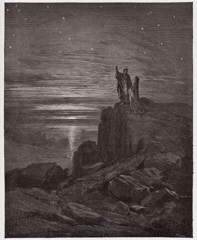 The Divine Comedy (La Divina Commedia, La Divine Comedie), Inferno, Canto 34: Poetene kommer ut av helvete - av Dante Alighieri (1265-1321) - Illustrasjon av Gustave Dore (1832-1883) av Gustave Dore