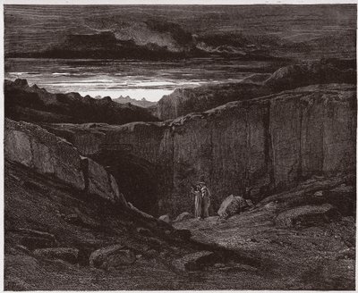 The Divine Comedy (La Divina Commedia, La Divine Comedie), Inferno, Canto 3: Virgil og Dante ved portene til helvete - av Dante Alighieri (1265-1321) - Illustrasjon av Gustave Dore (1832-1883) av Gustave Dore