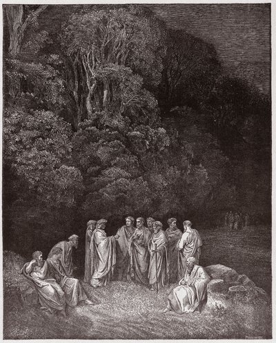 Den guddommelige komedie (La Divina Commedia, La Divine Comedie), Inferno, Canto 4: Homer, poetene og heltene i Limbo - av Dante Alighieri (1265-1321) - Illustrasjon av Gustave Dore (1832-1883) av Gustave Dore