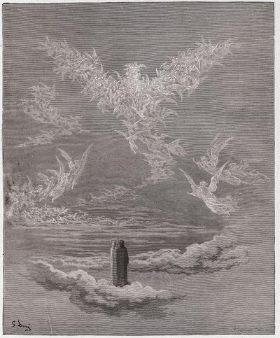 The Divine Comedy (La Divina Commedia, La Divine Comedie), Paradiso, Canto 19: De salige sjelene danner en ørn på himmelen - av Dante Alighieri (1265-1321) - Illustrasjon av Gustave Dore (1832-1883) av Gustave Dore
