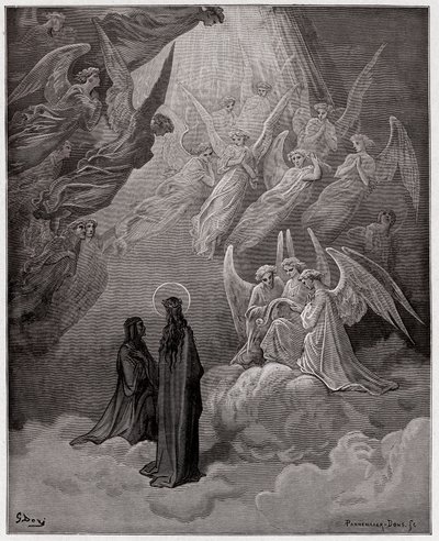 The Divine Comedy (La Divina Commedia, La Divine Comedie), Paradiso, Canto 20: De lysende sjelene synger - av Dante Alighieri (1265-1321) - Illustrasjon av Gustave Dore (1832-1883) av Gustave Dore
