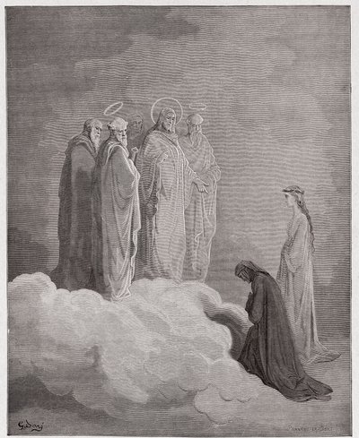 The Divine Comedy (La Divina Commedia, La Divine Comedie), Paradiso, Canto 26: St. John undersøker Dante angående kjærlighet - av Dante Alighieri (1265-1321) - Illustrasjon av Gustave Dore (1832-1883) av Gustave Dore