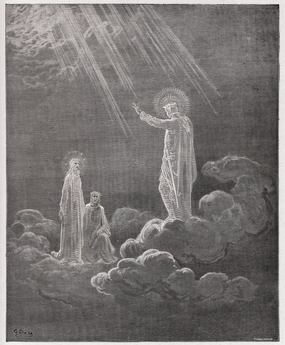 The Divine Comedy (La Divina Commedia, La Divine Comedie), Paradiso, Canto 8: Charles Martel henvender seg til Dante og Beatrice - av Dante Alighieri (1265-1321) - Illustrasjon av Gustave Dore (1832-1883) av Gustave Dore