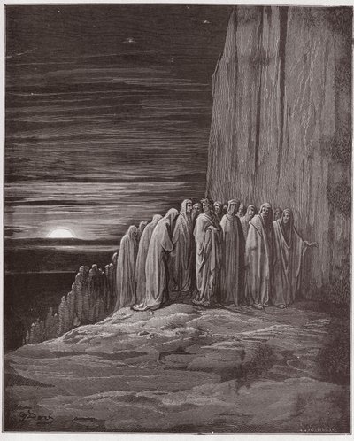 The Divine Comedy (La Divina Commedia, La Divine Comedie), Purgatorio, Canto 18: The multitude of the slothful - av Dante Alighieri (1265-1321) - Illustrasjon av Gustave Dore (1832-1883) av Gustave Dore