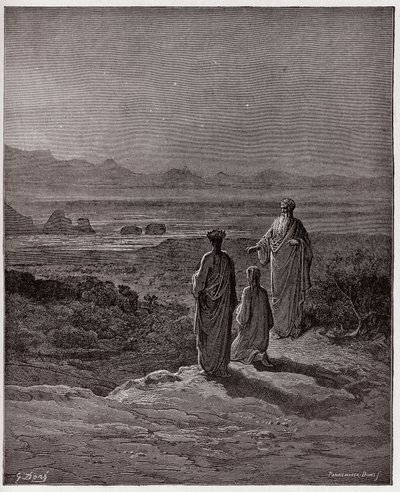 Den guddommelige komedie (La Divina Commedia, La Divine Comedie), Purgatorio, Canto 1: Dante kneler foran Statius - av Dante Alighieri (1265-1321) - Illustrasjon av Gustave Dore (1832-1883) av Gustave Dore
