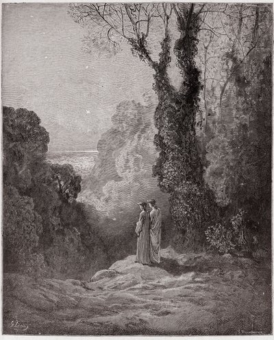 The Divine Comedy (La Divina Commedia, La Divine Comedie), Purgatorio, Canto 1: Poetene ser skjønnheten til Venus på morgenhimmelen - av Dante Alighieri (1265-1321) - Illustrasjon av Gustave Dore (1832-1883) av Gustave Dore