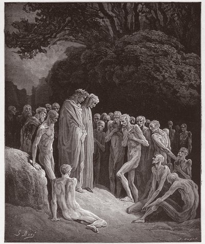 The Divine Comedy (La Divina Commedia, La Divine Comedie), Purgatorio, Canto 23: The souls of the gluttonous - av Dante Alighieri (1265-1321) - Illustrasjon av Gustave Dore (1832-1883) av Gustave Dore