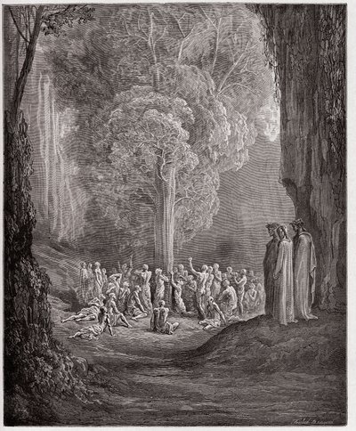 The Divine Comedy (La Divina Commedia, La Divine Comedie), Purgatorio, Canto 24: De fråtsende sjelene som roper under treet - av Dante Alighieri (1265-1321) - Illustrasjon av Gustave Dore (1832-1883) av Gustave Dore