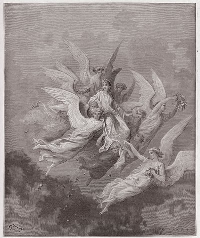 Den guddommelige komedie (La Divina Commedia, La Divine Comedie), Purgatorio, Canto 30: Beatrice blant englene - av Dante Alighieri (1265-1321) - Illustrasjon av Gustave Dore (1832-1883) av Gustave Dore