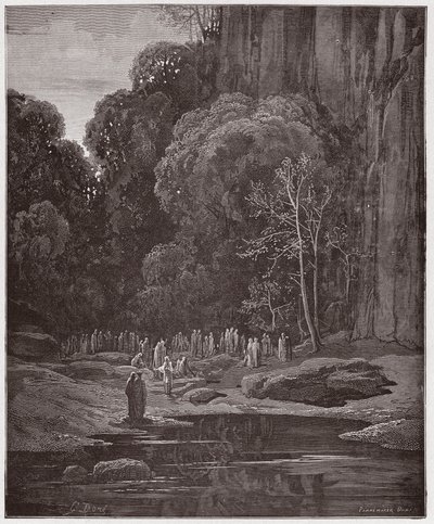 The Divine Comedy (La Divina Commedia, La Divine Comedie), Purgatorio, Canto 5: De sene omvenderne synger Miserere - av Dante Alighieri (1265-1321) - Illustrasjon av Gustave Dore (1832-1883) av Gustave Dore