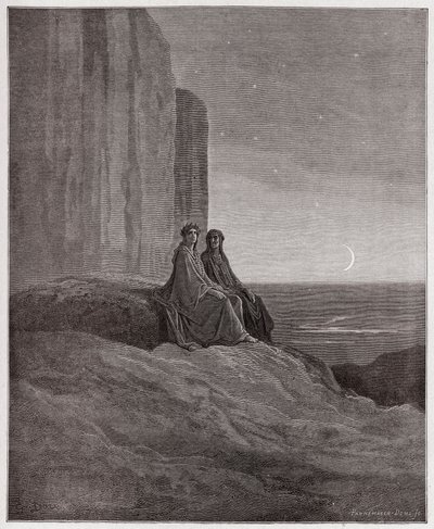 The Divine Comedy (La Divina Commedia, La Divine Comedie), Purgatorio, Canto 9: Twilight - av Dante Alighieri (1265-1321) - Illustrasjon av Gustave Dore (1832-1883) av Gustave Dore