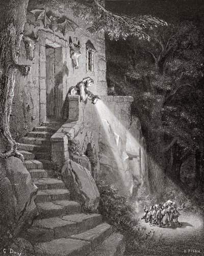 The Dwelling of the Ogre, gravert av Heliodore Joseph Pisan (1822-90) ca. 1868 av Gustave Dore