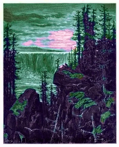 The Falls of Niagara, illustrasjon fra 'The Dore Gallery', gravert av A. Sargent, publisert ca. 1890 (digitalt forbedret bilde) av Gustave Dore