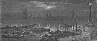 'The Houses of Parliament om natten', 1872. av Gustave Dore