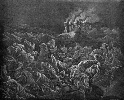Midianittene flyktet - Bibelen av Gustave Dore