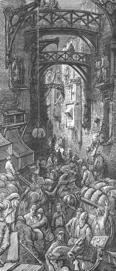 'The Tide of Business in the City', 1872. av Gustave Dore