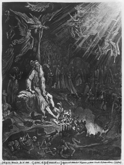 Den vandrende jøden og den siste dommen, gravert av Felix Jean Gauchard (1825-72) av Gustave Dore