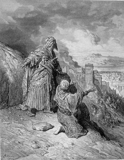 Den siste av de arabiske kongene forlot Granada etter hans beleiring av katolikkene i 1492. Gravering av Gustave Doré av Gustave Dore