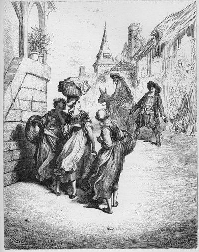 Mølleren, hans sønn og eselet - fra "Fables" av Jean de La Fontaine av Gustave Dore