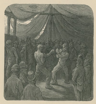 To menn som bokser mens en folkemengde ser på av Gustave Dore