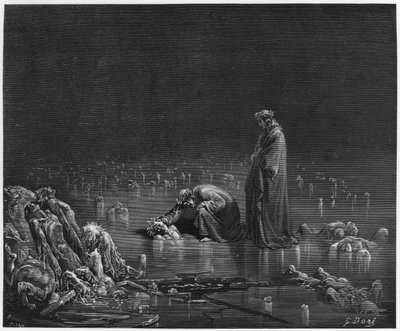 Virgil (70-19 f.Kr.) og Dante, illustrasjon fra 