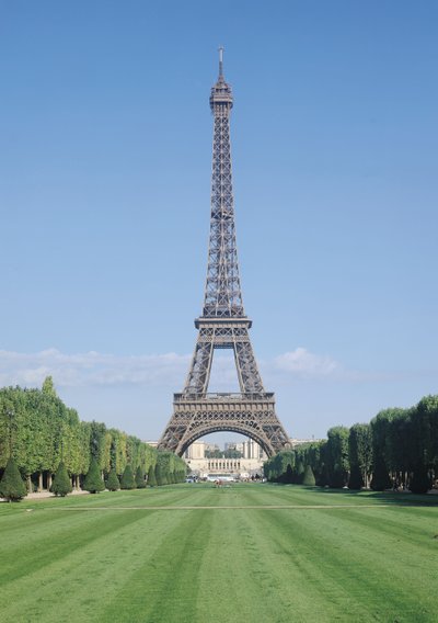 Eiffeltårnet, utsikt mot Palais de Chaillot, bygget 1887-89 av Gustave Eiffel
