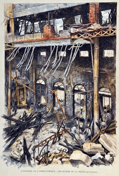 Fire of the Opera Comique (Opera-Comique) in Paris on 25 May 1887 during the performance of Ambroise Thomas