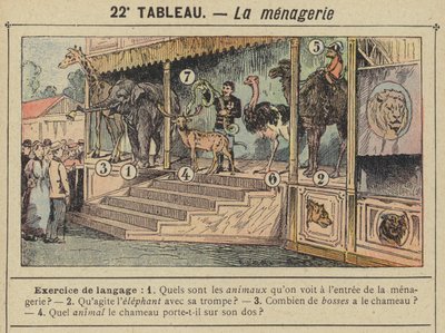 La menagerie (farge litho) av Gustave Fraipont