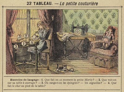 Den lille syersken (farge litho) av Gustave Fraipont
