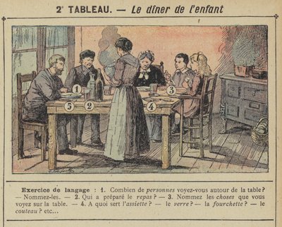 Barnets middag (farge litho) av Gustave Fraipont