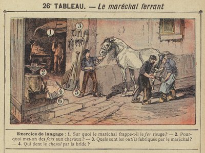 Le marechal ferrant (farge litho) av Gustave Fraipont