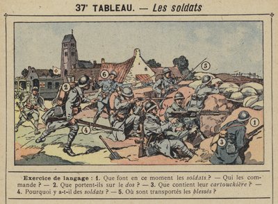 Soldatene (farge litho) av Gustave Fraipont