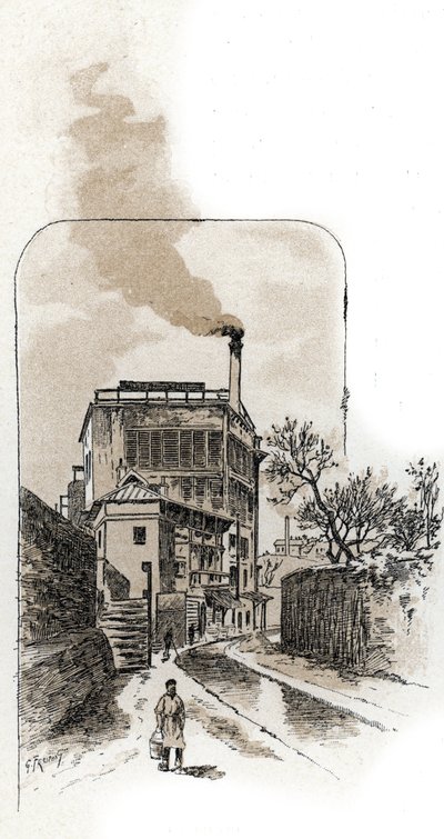 Utsikt over elven Bievre i Paris Tegning av Gustave Fraipont (1849-1923) fra Saint-Juirs av Gustave Fraipont