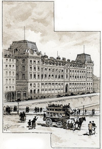 Utsikt over politiavdelingen på quai des golfevres, Paris Tegning av Gustave Fraipont (1849-1923) fra Saint-Juirs av Gustave Fraipont