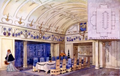 Tysk spisesal, tidlig på 1900-tallet (wc på papir) av Gustave Halmhuber