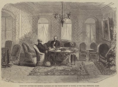 Intervju mellom keiser Napoleon og prinsregenten av Preussen i Villa Stephanie, Baden av Gustave Janet