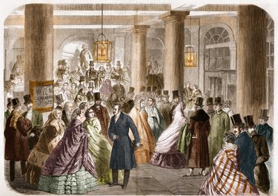 Det italienske teateret (Salle Ventadour) ble utgitt i Paris i 1858. Tegning av Gustave Janet, gravering av Jahyer. av Gustave Janet