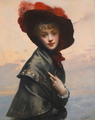 Dame i hatten. av Gustave Jean Jacquet