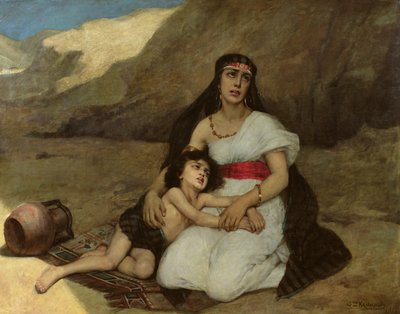 Arabisk kvinne og hennes barn, 1877 av Gustave Krabansky