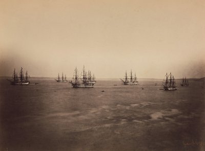 Den franske og engelske flåten, Cherbourg, august 1858. av Gustave Le Gray