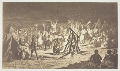 Uten tittel [Maleri av leirbålene ved Camp de Chalons av Bénédict Masson], 1857. av Gustave Le Gray