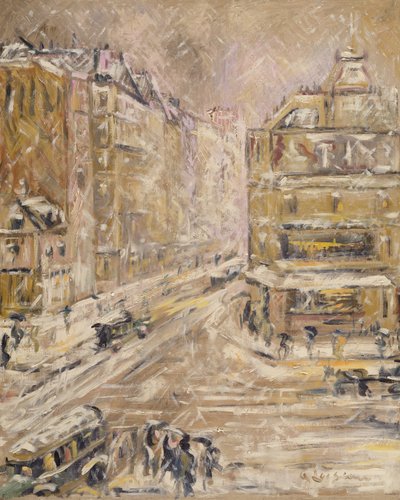 Clignancourt Street Under Snow, 1924 av Gustave Loiseau