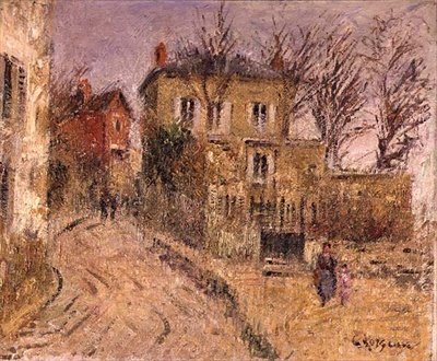 The Village Road (olje på lerret) av Gustave Loiseau
